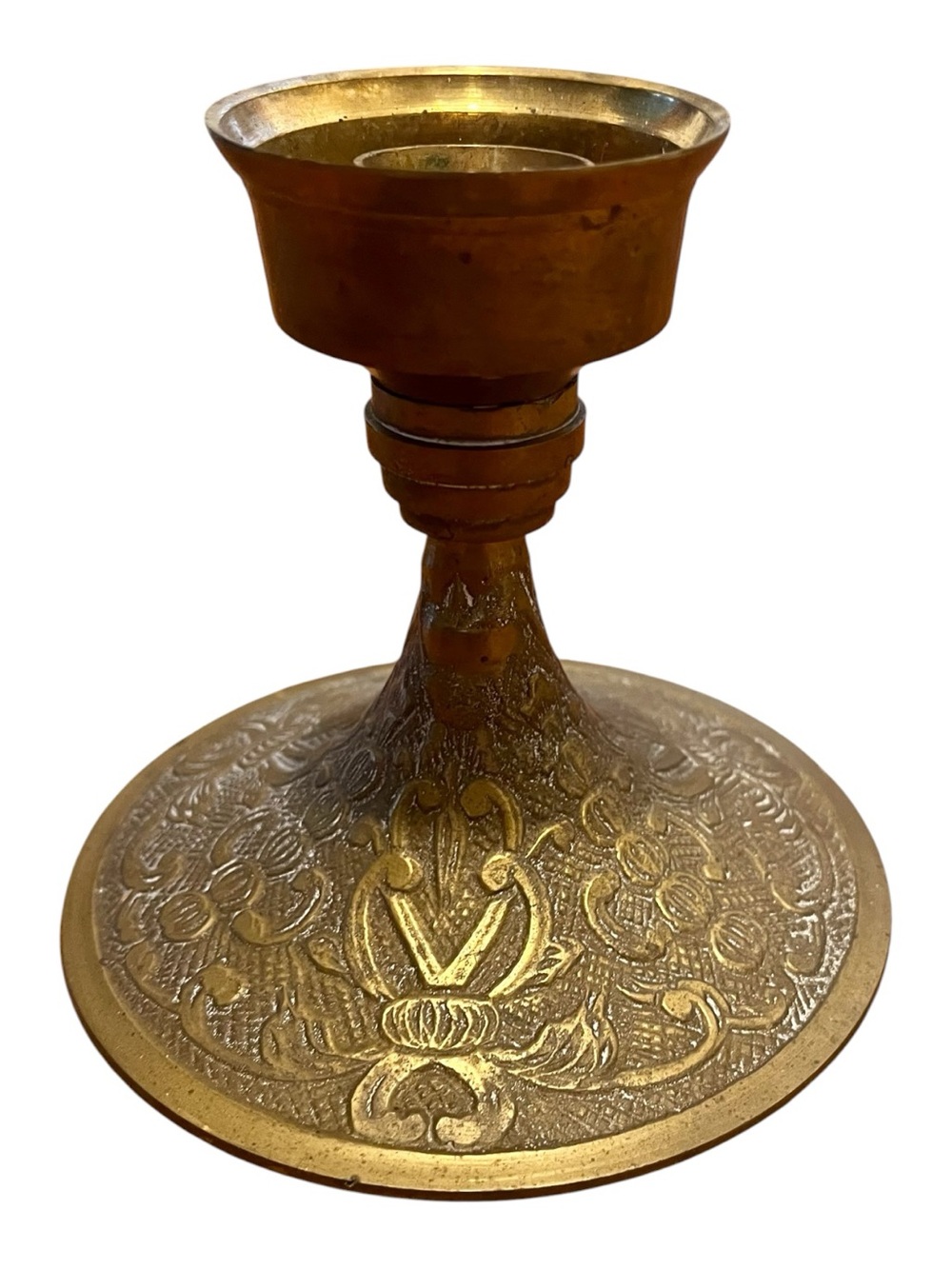 Vintage Ornate Brass Candlestick Holder Intricate Design